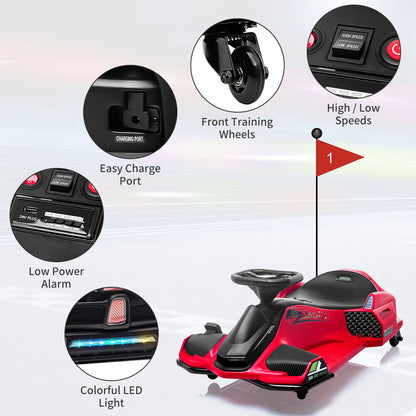 Electric Drift Car for Kids: High-Speed Ride-On Cart with 24V Power