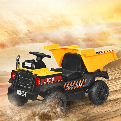 Electric Dump Truck Construction Tractor Toy with 12V Battery and Working Bucket