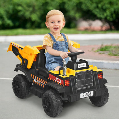 Electric Dump Truck Ride-On Toy with Remote Control and Working Bucket - 12V Construction Tractor for Kids