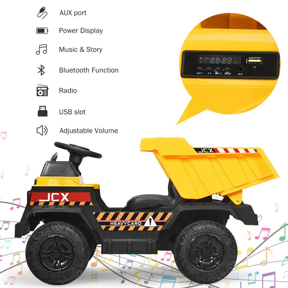Electric Dump Truck Ride-On Toy with Remote Control and Working Bucket - 12V Construction Tractor for Kids