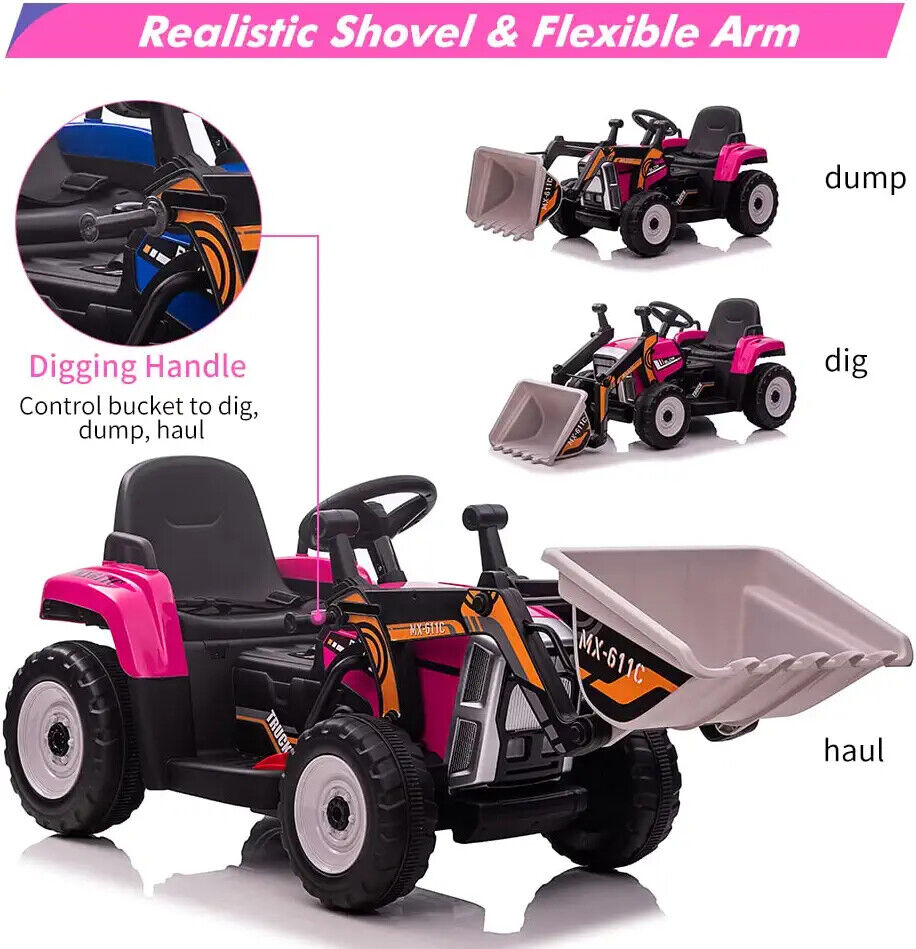 Electric Excavator Digger Ride-On Toy for Kids - 12V Battery Powered Outdoor Play Vehicle