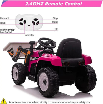 Electric Excavator Digger Ride-On Toy for Kids - 12V Battery Powered Outdoor Play Vehicle