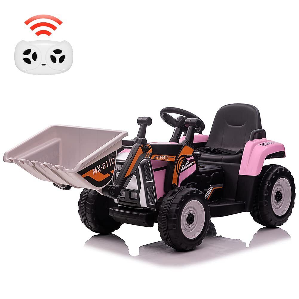 Electric Ride-On Excavator Tractor for Kids with Battery-Powered Digger and LED Lights