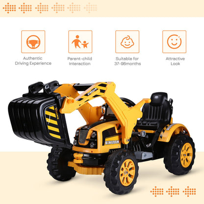 Electric Excavator Digger Ride-On Toy for Kids - 6V Battery Powered Outdoor Play Vehicle
