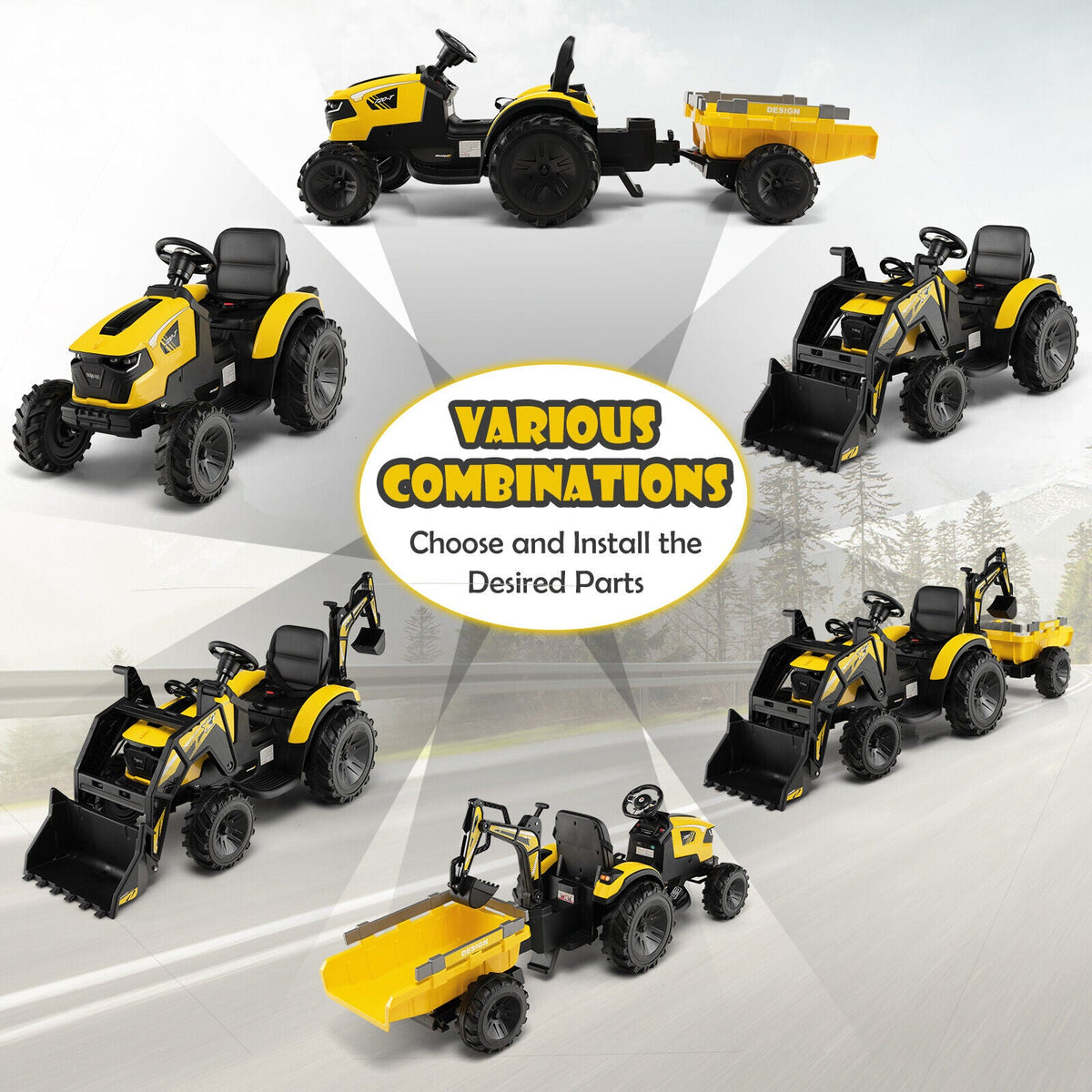Electric Excavator Ride-On Toy for Kids with 12V Battery and 2 Modes