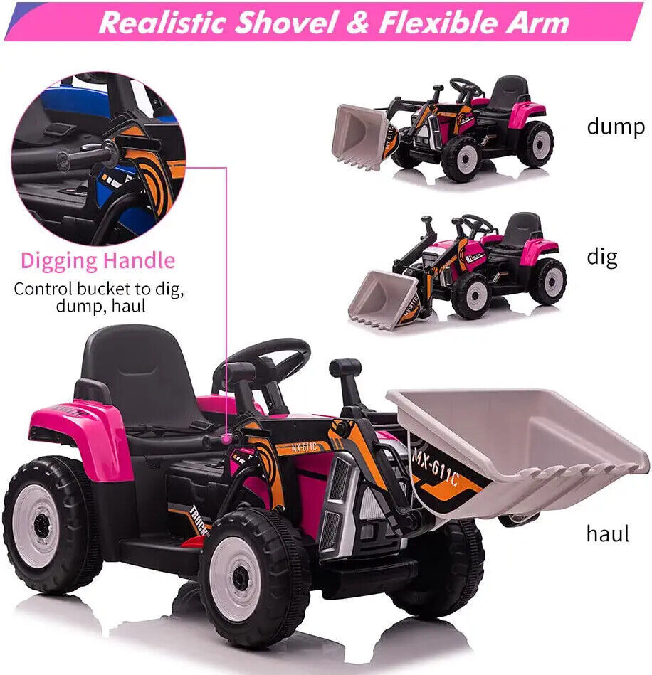 Electric Excavator Toy Vehicle for Kids with 12V Battery and 7-LED Headlights - Perfect Gift for Young Builders!