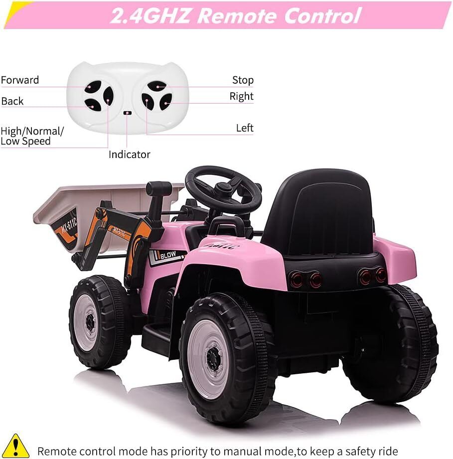 Electric Excavator Truck for Kids with 3 Speeds and Music - 12V Battery Powered Digger Ride-On
