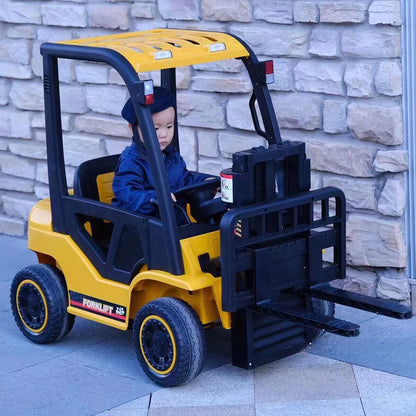 Electric Forklift Toy Car with 3 Speeds, Lifting Rod, and Remote Control for Kids