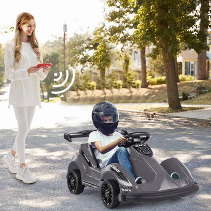 Electric Go Cart for Kids with Remote Control and Safety Belt - Black