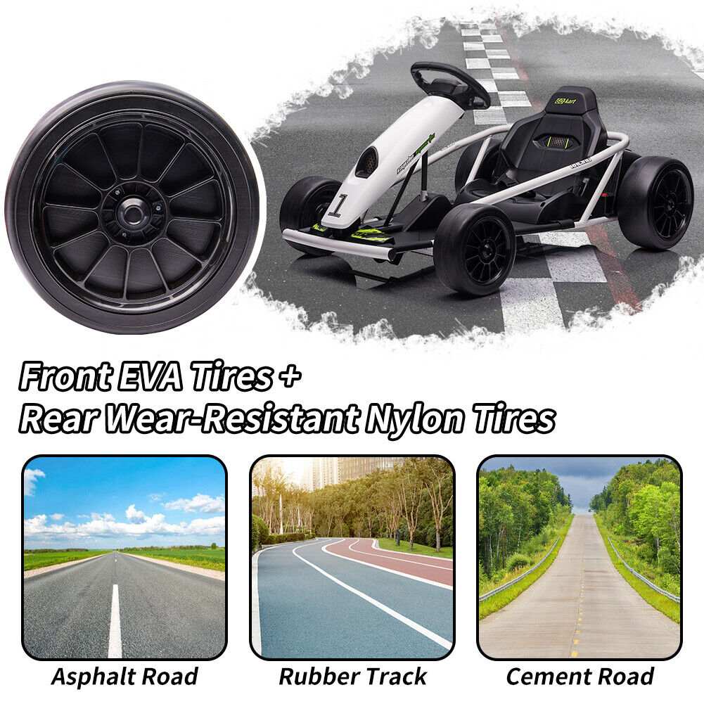 Electric Go Cart with 24V Battery, 300WX2 Motors, and 8MPH High Speed Drifting Capability