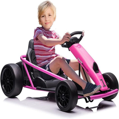 Electric Go Kart for Kids 8-12 Years - 300W*2 Motors, Music, 175LBS Capacity