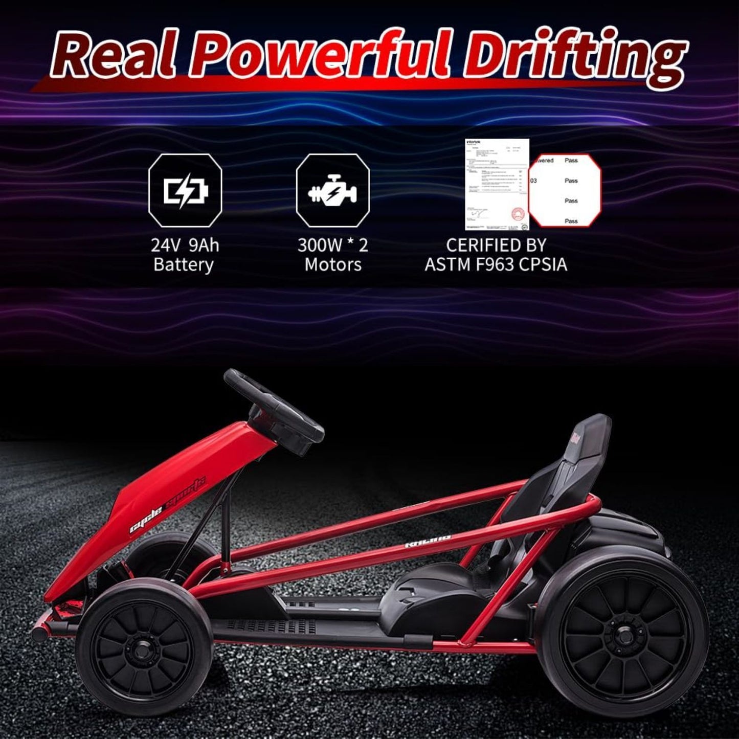 High-Speed Electric Go Kart for Kids - Perfect Racing Toy Gift (24V, 8MPH)