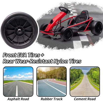 High-Speed Electric Go Kart for Kids - Perfect Racing Toy Gift (24V, 8MPH)