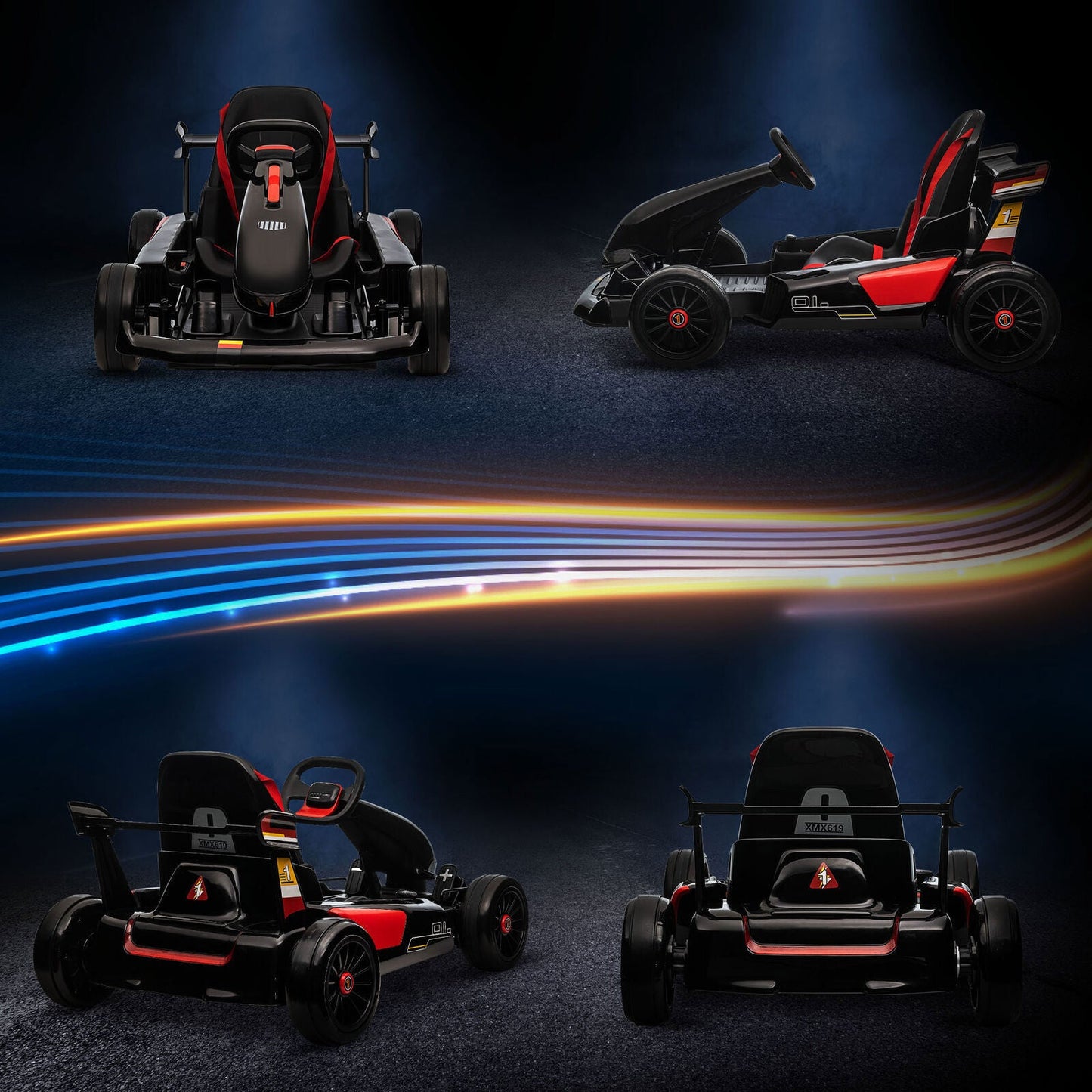 Electric Go Kart for Kids Ages 6-12 with Remote Control and Music Horn
