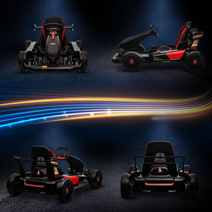 Electric Go Kart for Kids Ages 6-12 with Remote Control and Music Horn