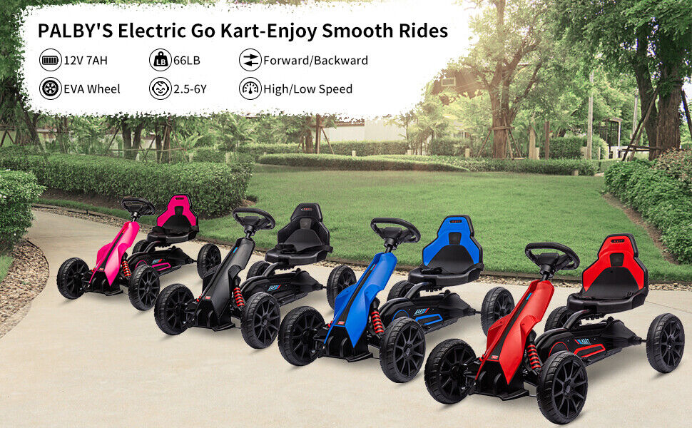 Electric Go Kart for Kids with 2 Speeds and EVA Wheels - 12V Battery Powered Ride On Car
