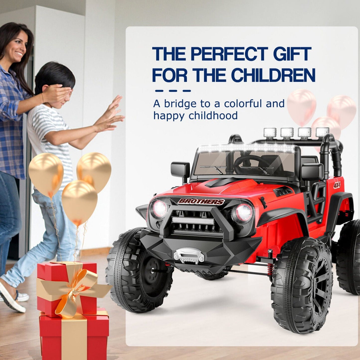 Electric Jeep Ride-On Car for Kids - 24V with Remote Control, LED Lights, and MP3/AUX Compatibility