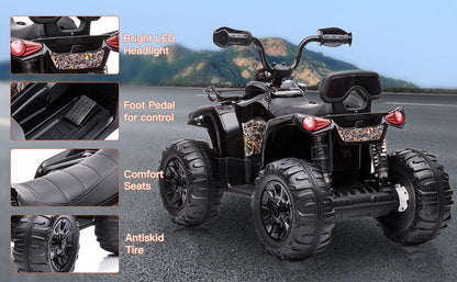 12V Kids Electric Quad 4-Wheeler ATV Toy with LED Lights and 2 Speed Options