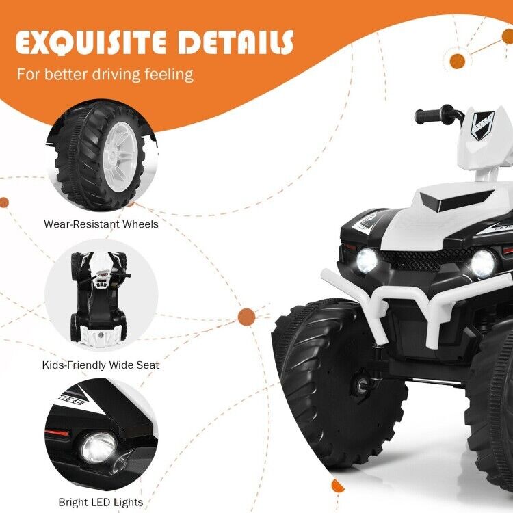 Electric Kids ATV Quad Ride On Car with LED Lights, Music, and USB - Suitable for Boys and Girls Alike