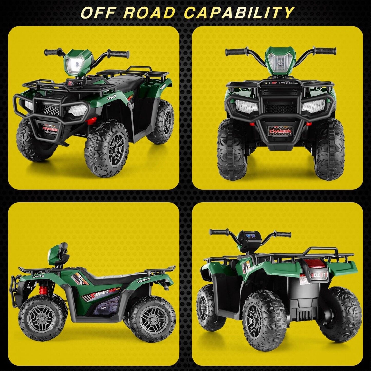 Electric Kids ATV Ride On Car with Music, LED Lights, and USB - Black Quad 4-Wheeler