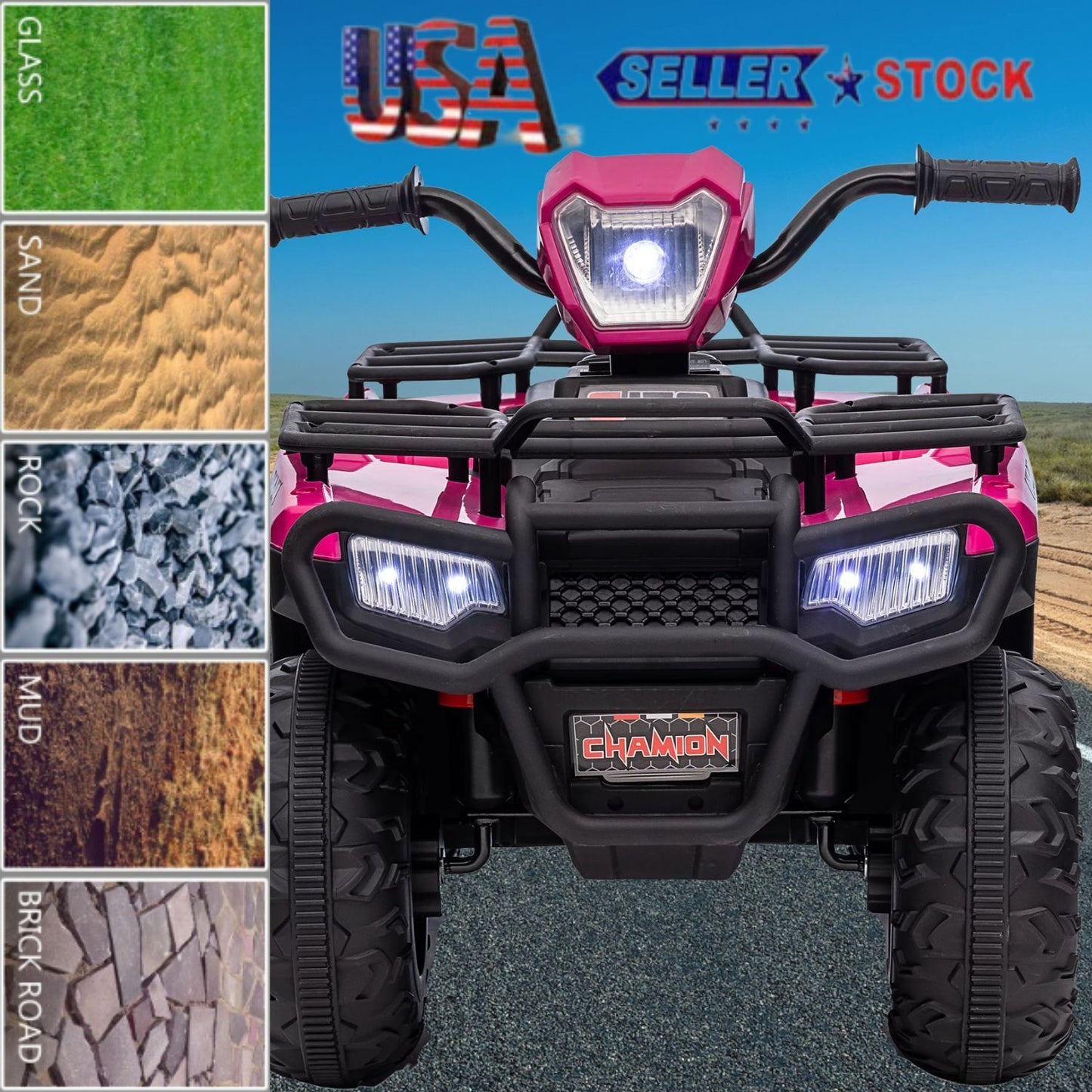Electric Kids ATV with AUX and USB, LED Lights, and 4-Wheel Drive
