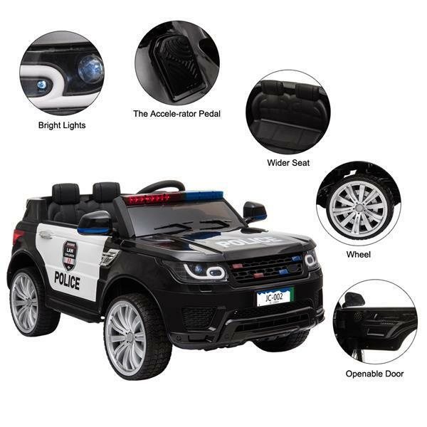 Electric Kids Police SUV Ride-On Car with Remote Control, LED Lights, Music, and Horn