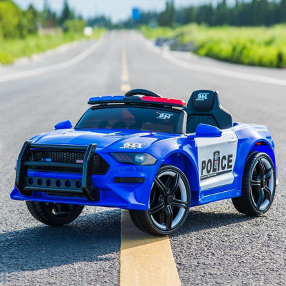Electric Kids Police SUV Ride-On Toy Car with 2 Speeds and Music - Blue