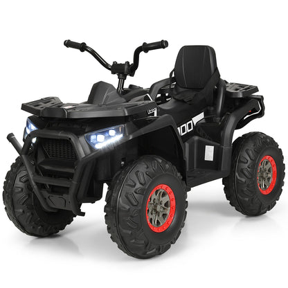 Electric Kids Ride On ATV 4-Wheeler Quad with LED Lights in Black - 12V