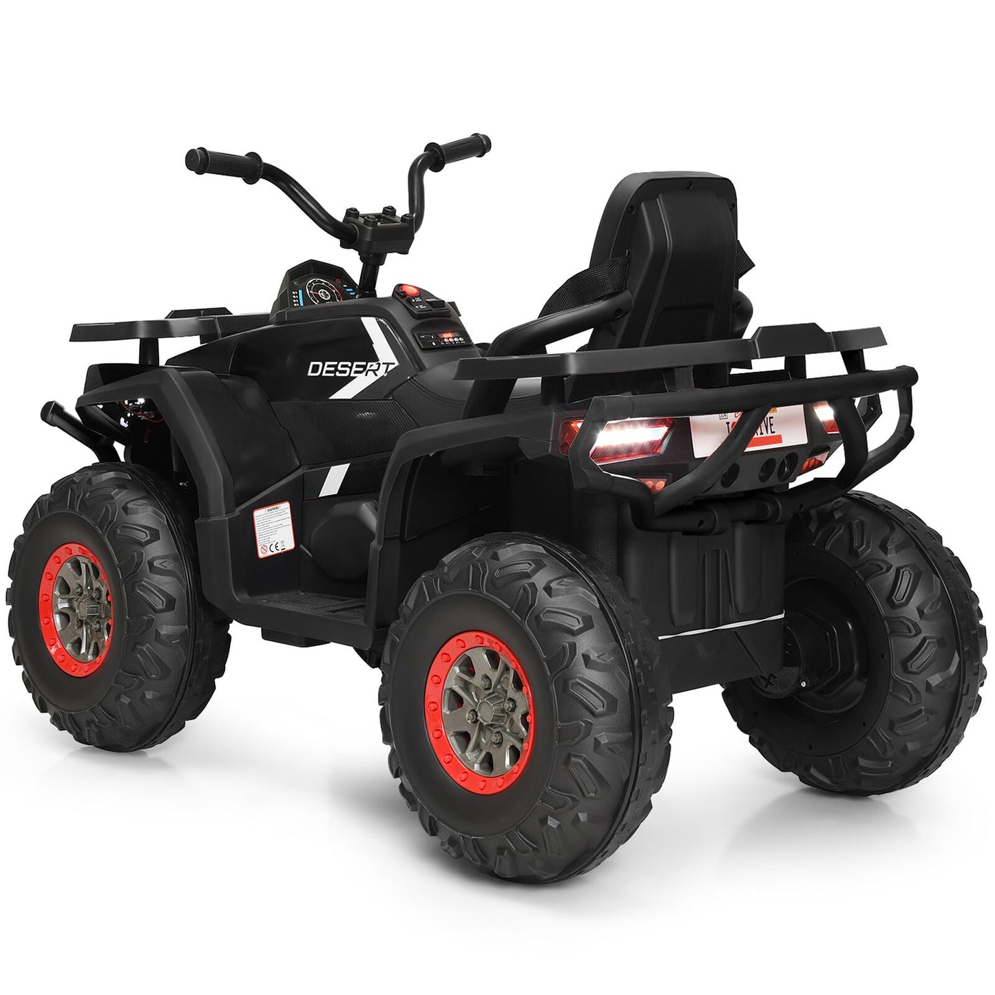 Electric Kids Ride On ATV 4-Wheeler Quad with LED Lights in Black - 12V