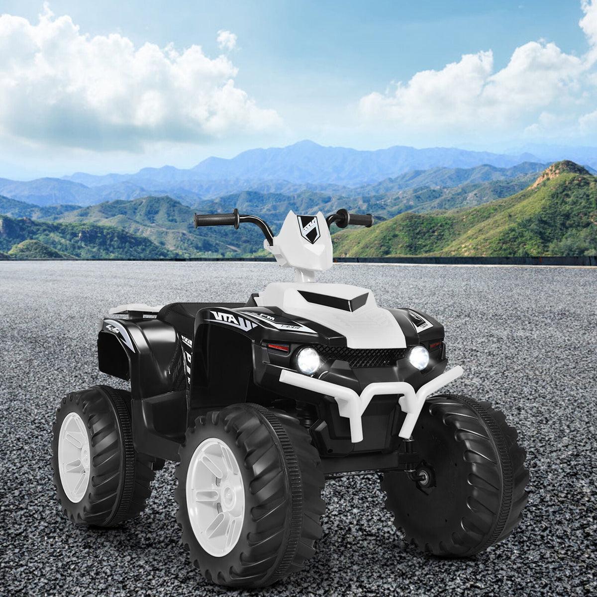 Electric Kids Ride On ATV 4-Wheeler Quad with Music and LED Lights - White