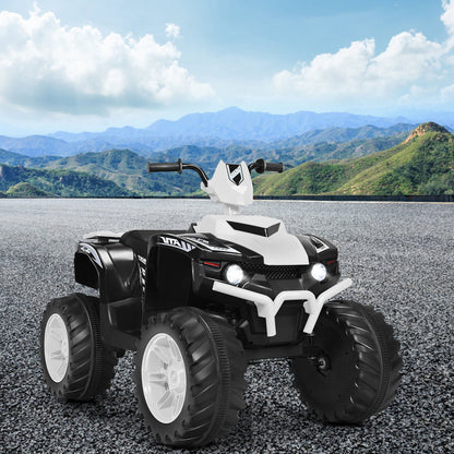 Electric Kids Ride On ATV 4-Wheeler Quad with Music and LED Lights - White