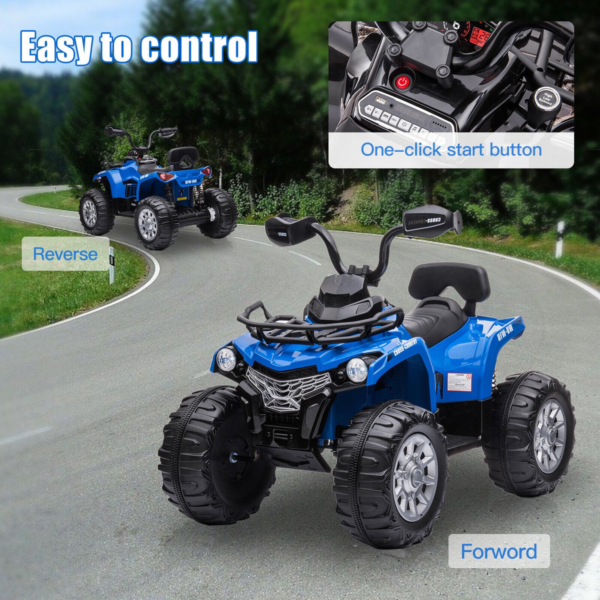 Electric Quad Ride-On Car for Kids with MP3 Player - 12V Battery Powered 4-Wheeler Truck