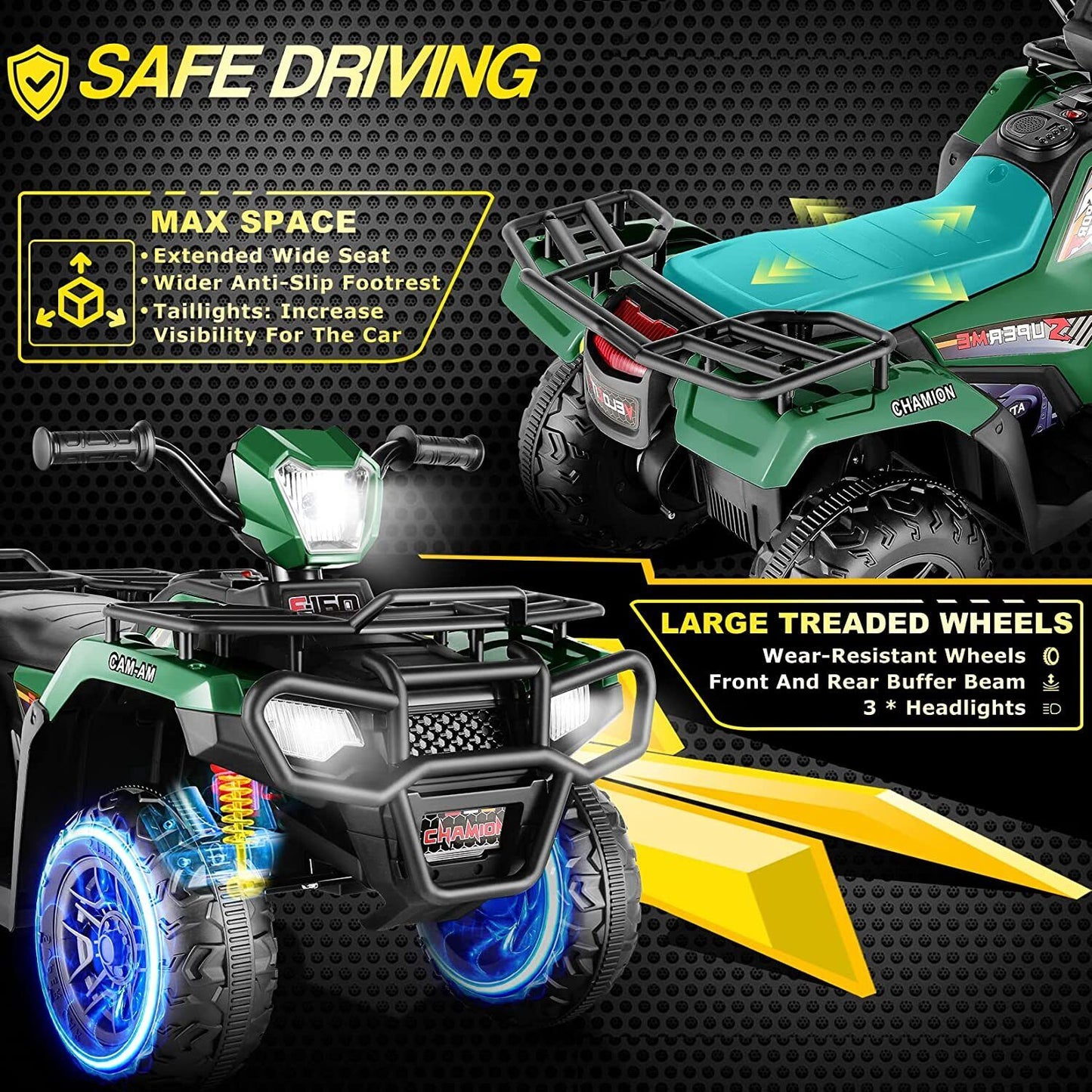 Electric 4-Wheeler ATV Quad for Kids with LED Lights, USB and MP3 Compatibility - Ideal for Boys and Girls