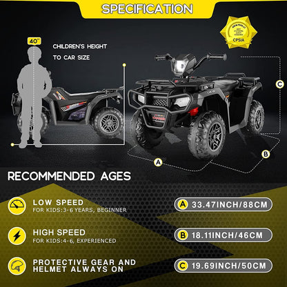 12V Electric ATV Toy Car for Kids with Soft Start and Powerful Battery