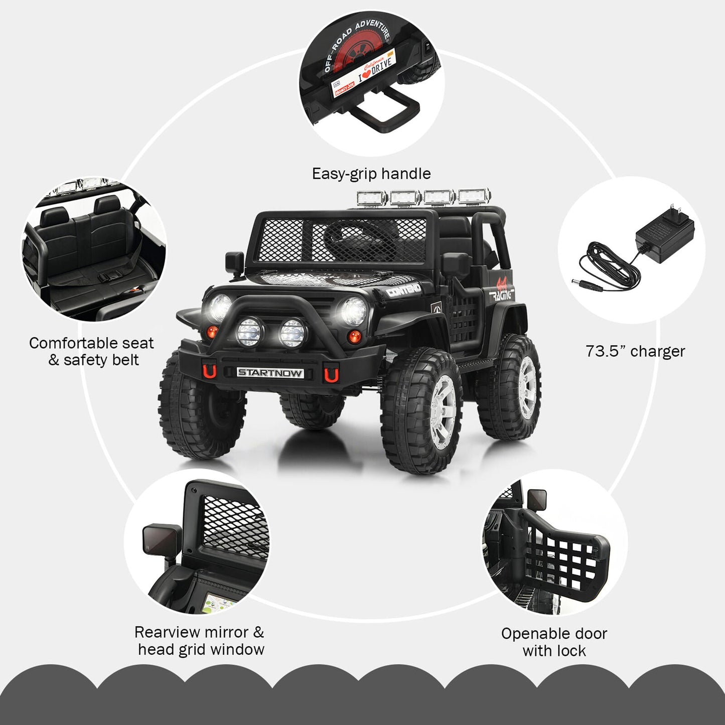 Electric Kids Ride On Car Truck with MP3 and Remote Control - Black