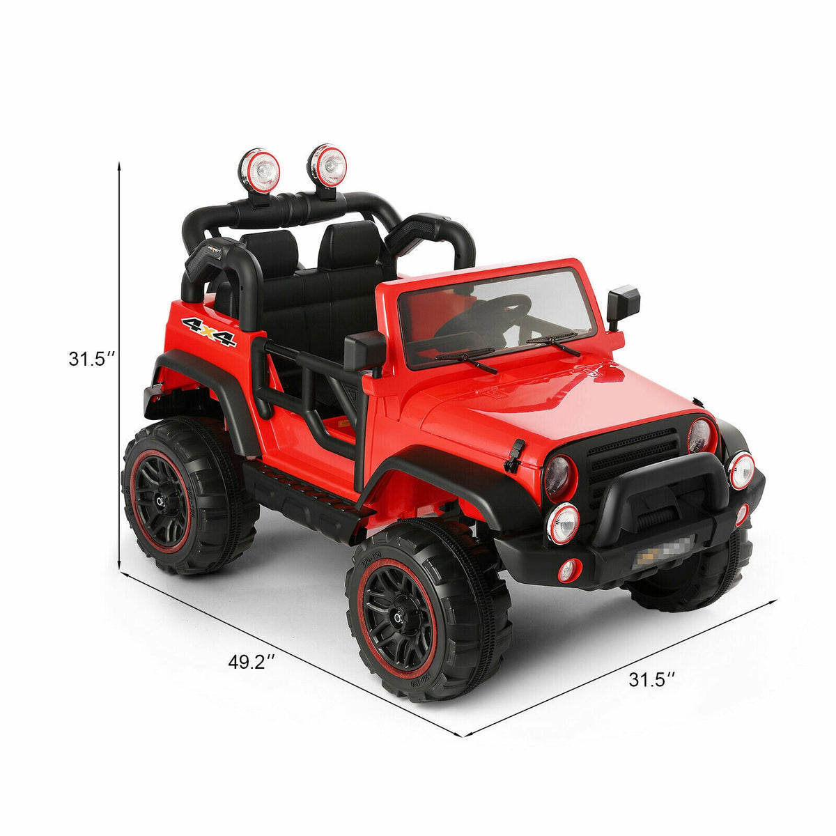Electric Kids Ride-On Car Truck with MP3, LED Lights, Remote Control - 3 Speeds and Cover Included