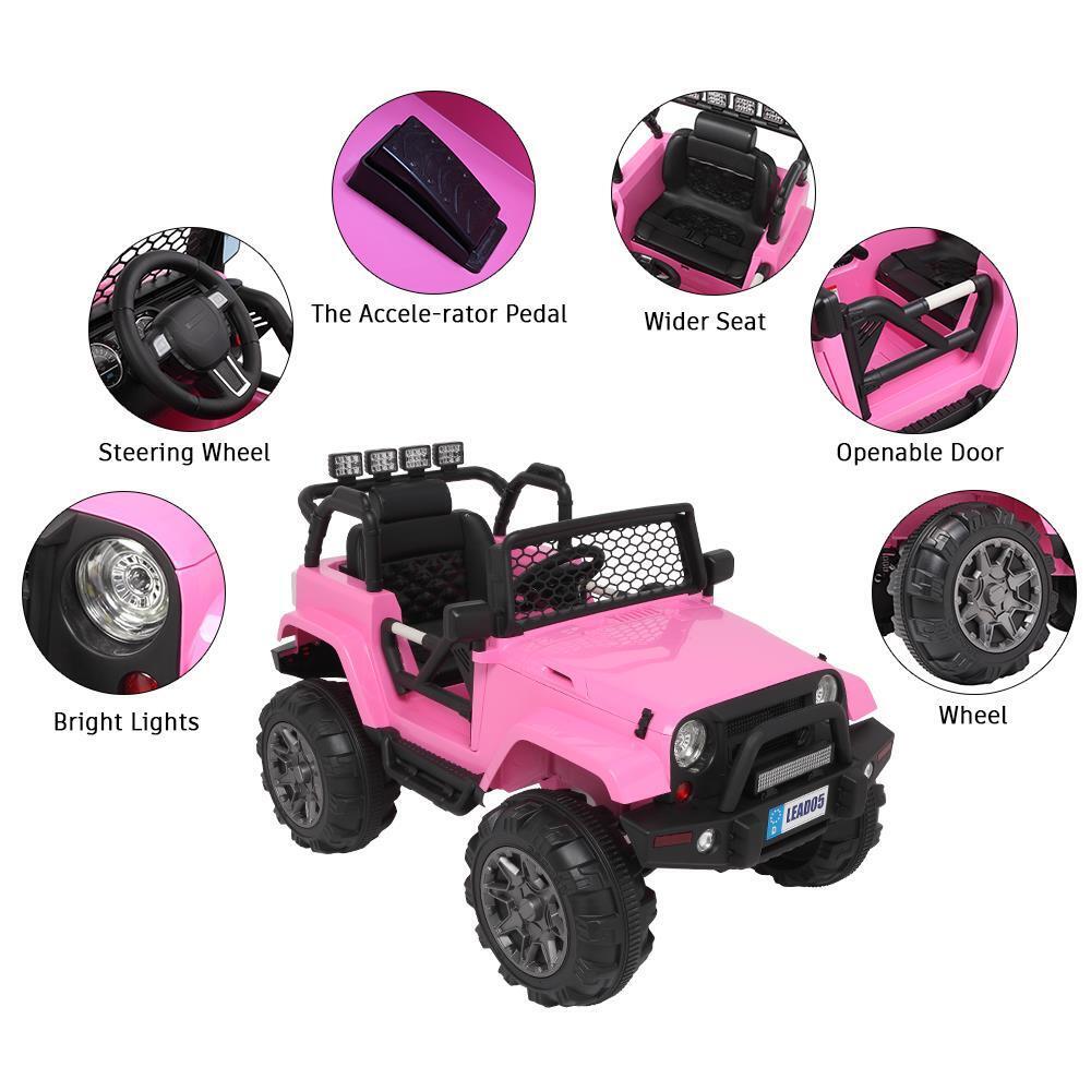 Electric Kids Ride-On Car with Remote Control and LED Music - Pink