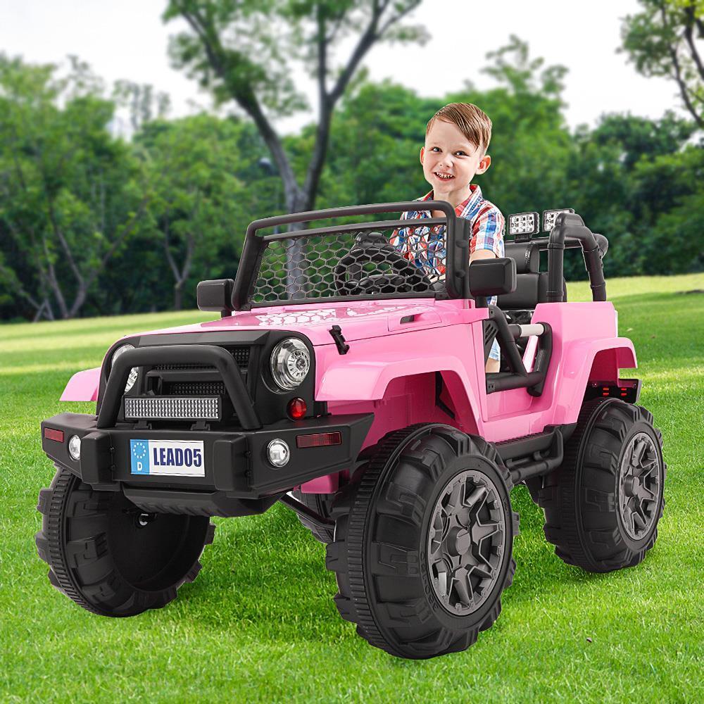 Electric Kids Ride-On Car with Remote Control and LED Music - Pink