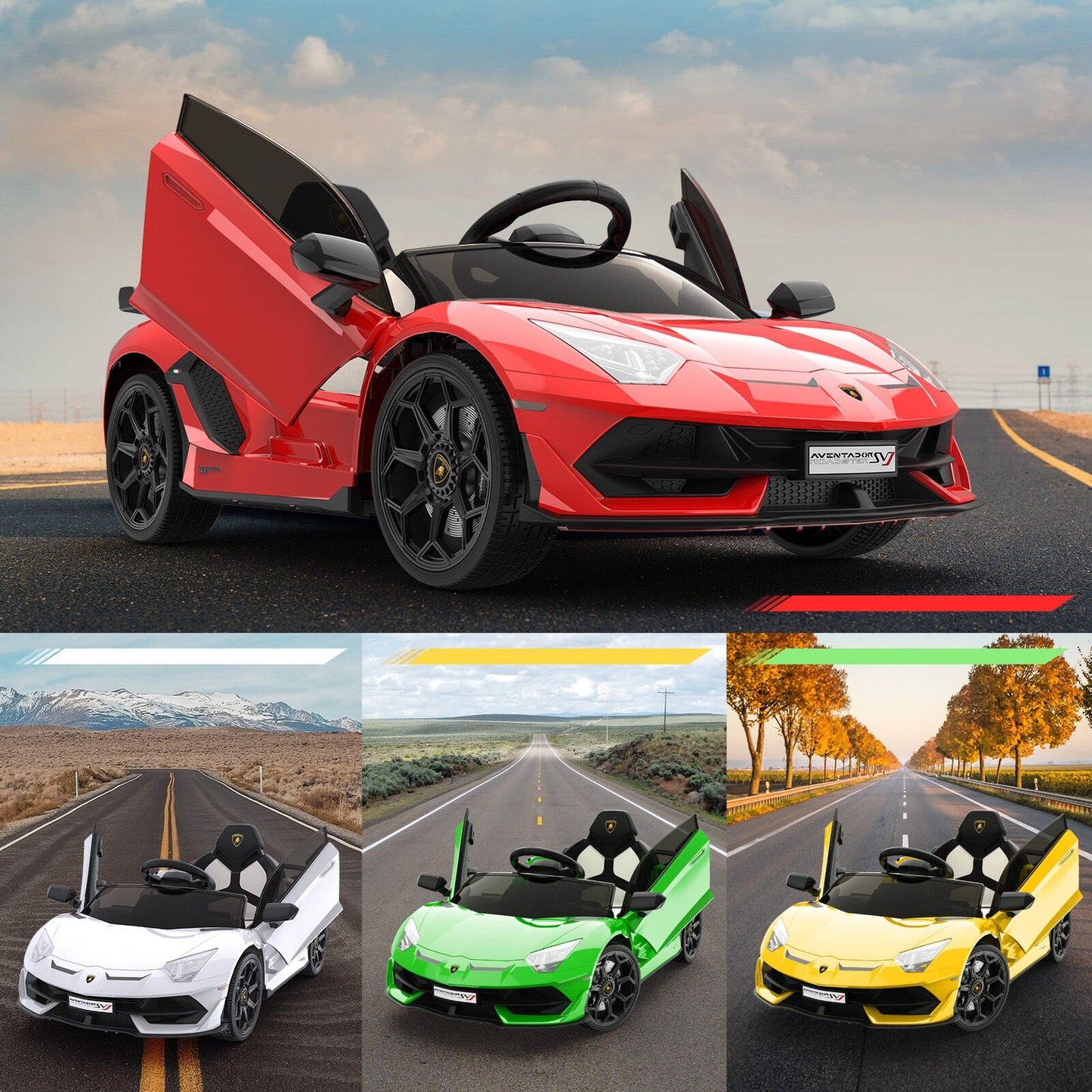 Electric Kids Ride On Car with Remote Control, LED Light, and Music - 12V Battery Powered