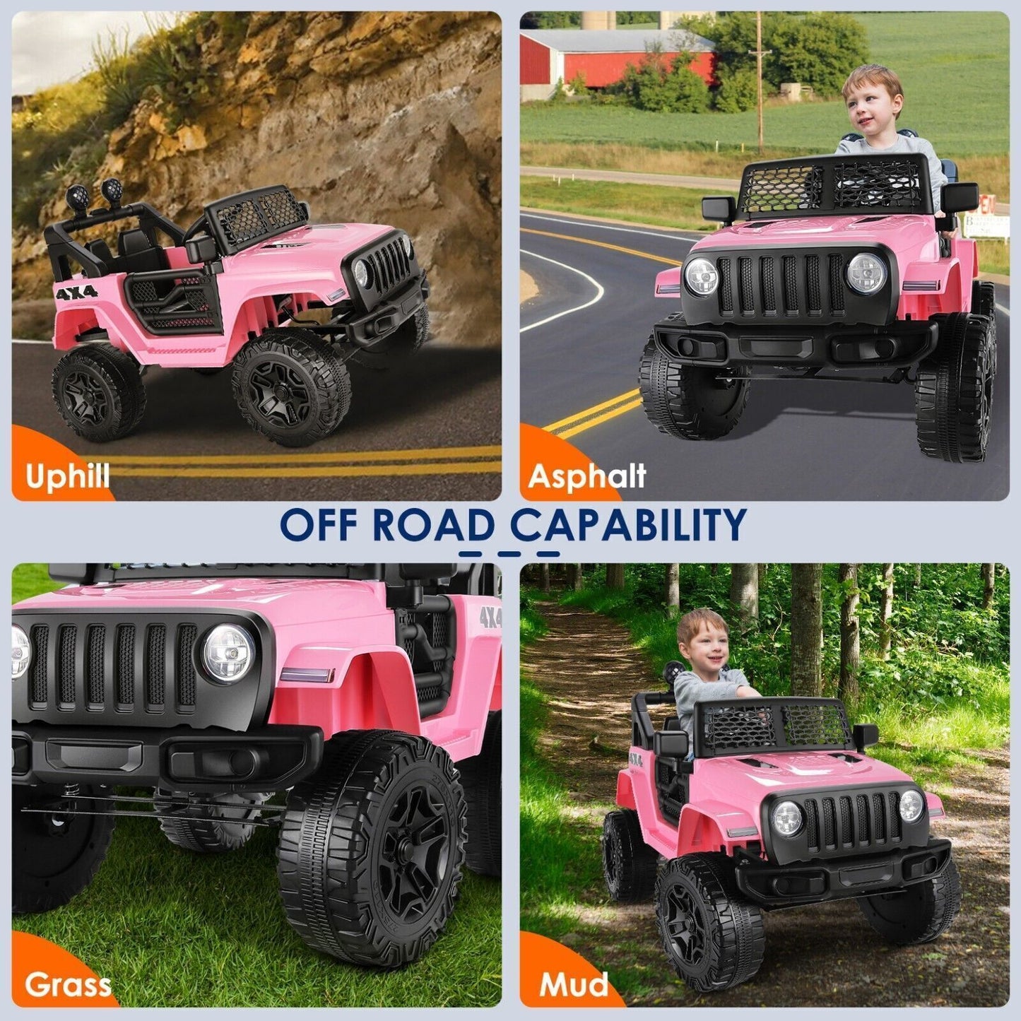12V Electric Ride-On Trucks for Kids with Remote Control, MP3 Music, and Lights