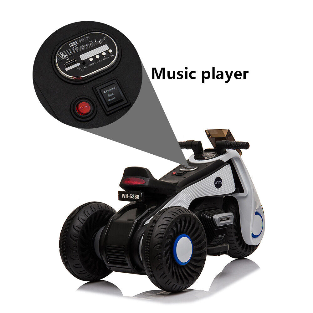 Electric Kids Ride On Motorbike with Training Wheels and MP3 Player - 12V Kids Electric Motorcycle