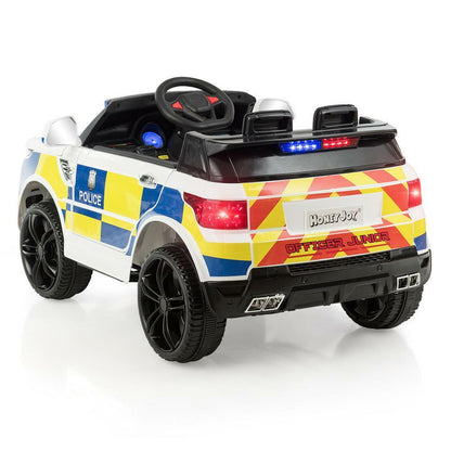 Electric Kids Ride-On Police Car with Remote Control, Music, and Headlights - MP3 Compatible