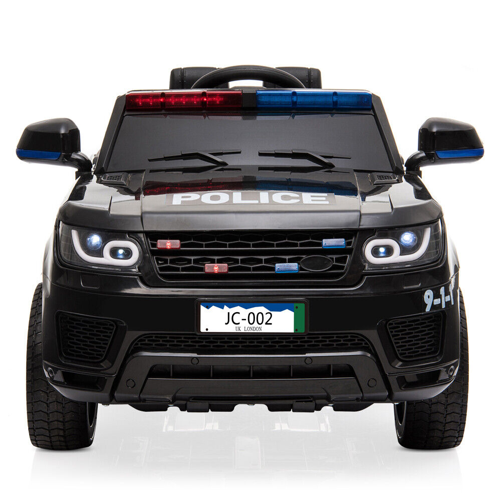 Electric Kids Ride On Police SUV with Remote Control and Music - Black