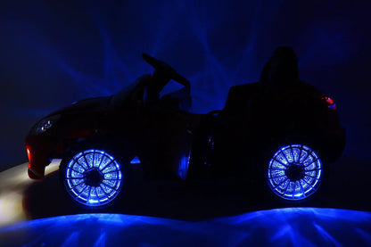 Electric Kids Ride-On Roadster Sports Car with PU Leather Seat, 2 Speeds, Lights, and Remote Control
