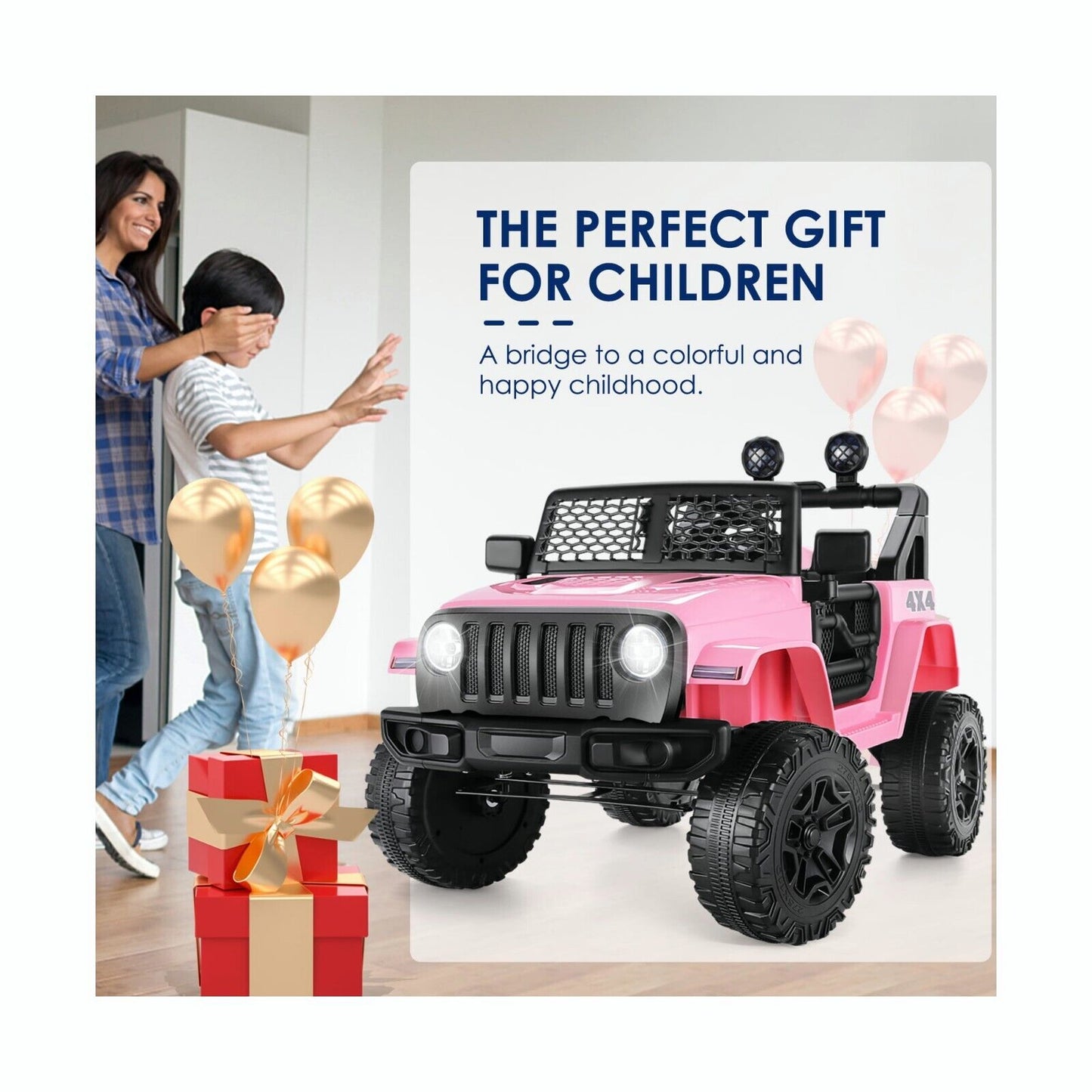 Electric Kids Ride-On SUV with 3-Speeds, MP3 Player, and Remote Control - 12V USA Edition