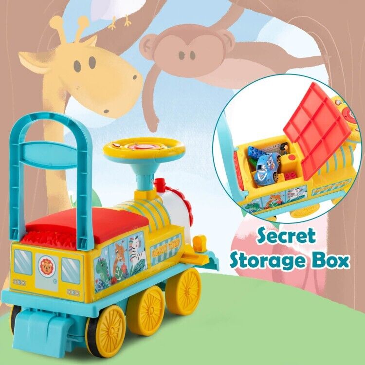 Electric Kids Ride On Train Set with Hidden Storage and 16-Piece Track
