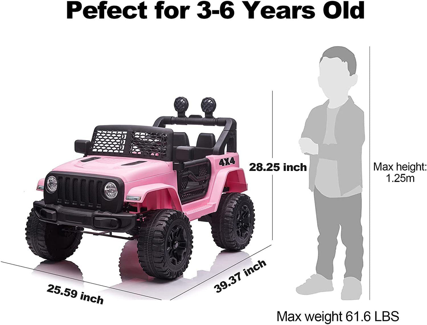 Electric Kids Ride-On Truck with Remote Control and LED Lights - 12V Battery Powered, 1-Seater