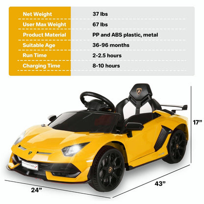 Kids Lamborghini Electric Ride-On Car with Remote Control - 24/12V Truck Design