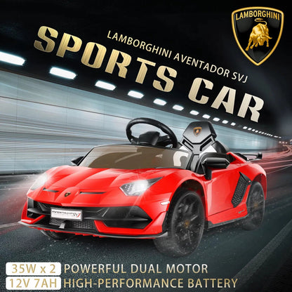 12V Licensed Lamborghini Ride-On Car with 3 Speeds, RC Headlights, and Hydraulic Doors