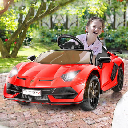 12V Licensed Lamborghini Ride-On Car with 3 Speeds, RC Headlights, and Hydraulic Doors